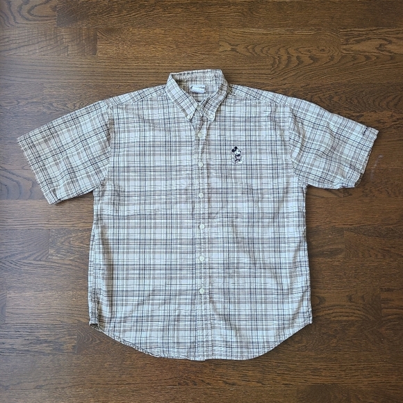 Walt Disney World Men's Plaid Short Sleeve Shirt Sz.L Miki Logo - Picture 1 of 9